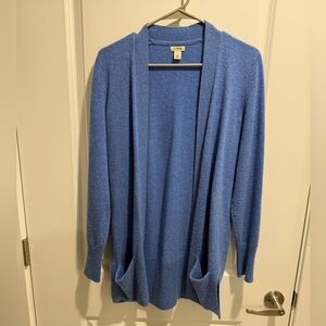 L.L. Bean 100% Cashmere Cardigan Sweater Small Blue